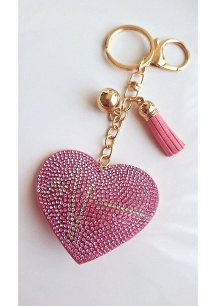 Hediyelik Zirkon Taşlı Şeker Pembe Anahtarlık modelleri