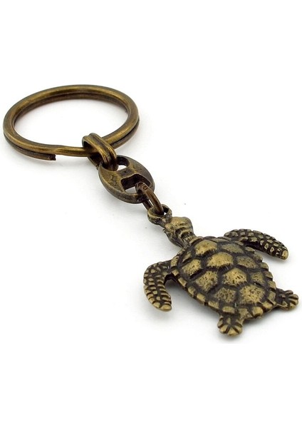 Deniz Kaplumbağası Okyanus Resif Antik Sarı Bronz Metal Anahtarlık KC255