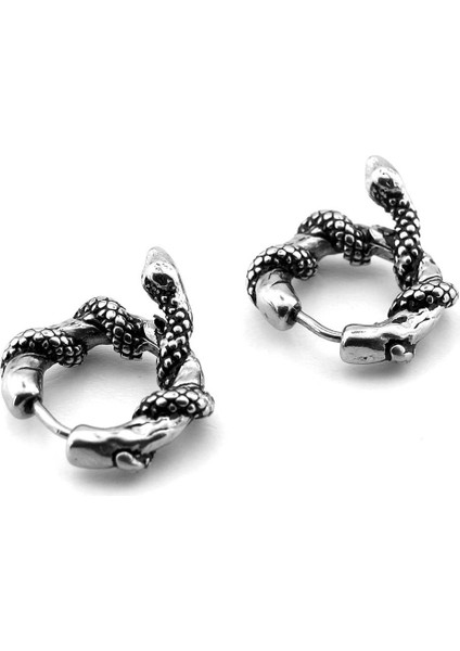 Yılan Sarılı Gotik Tasarım Paslanmaz Çelik Unisex Kadın Erkek Küpe ER194