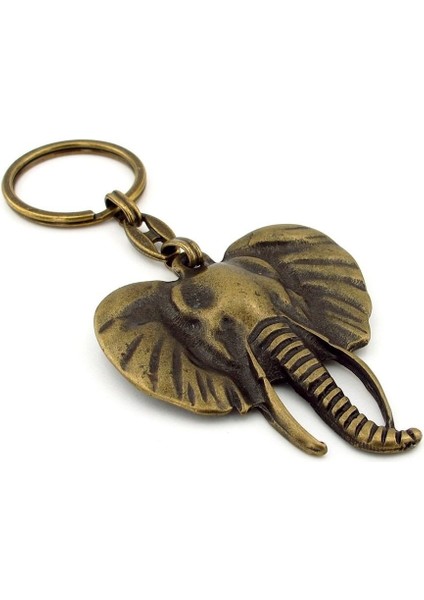 Afrika Fili Safari Büyük Boy Antik Sarı Bronz Eskitme Metal Anahtarlık KC256