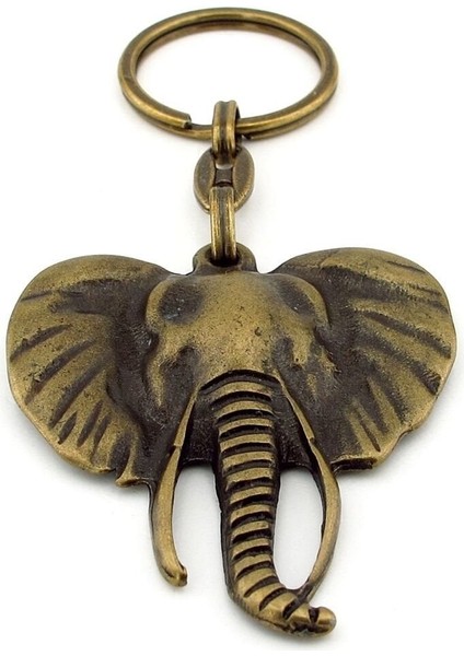Afrika Fili Safari Büyük Boy Antik Sarı Bronz Eskitme Metal Anahtarlık KC256 modelleri