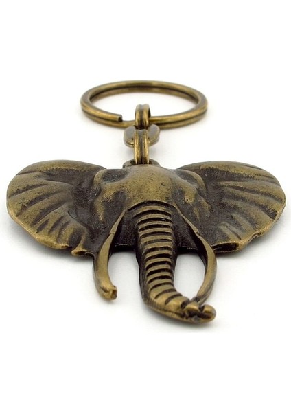 Afrika Fili Safari Büyük Boy Antik Sarı Bronz Eskitme Metal Anahtarlık KC256 fırsatları