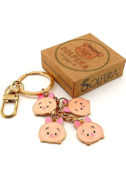 Sevimli Domuzcuklar Pembe Çanta Süsü Charm Anahtarlık KY043