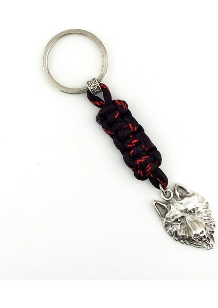 Kurt Suratı Kırmızı Siyah Makrome Örgü Metal Uçlu Anahtarlık KC306 fırsatları