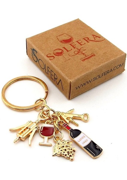 Kırmızı Şarap Kadeh Tirbüşon Üzüm Bağ Anahtarlık Çanta Süsü Charm KC386