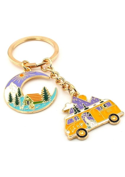 Kampçı Karavan Seyahat Ay Gezi Tabiat Doğa Kamp Metal Anahtarlık KC292