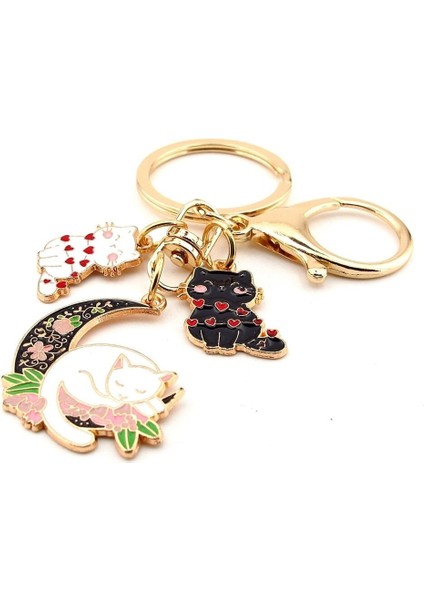 Sevimli Kediler Kalpler Sallantılı Metal Anahtarlık Çanta Süsü Charm KC389 modelleri