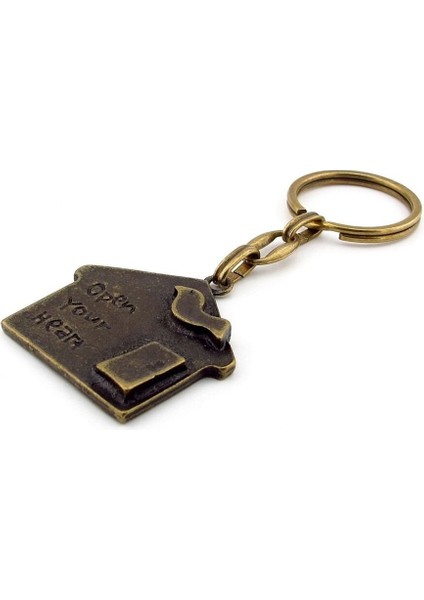 Home Ev Şeklinde Karikatüristik Çatıdaki Kuş Bronz Metal Anahtarlık KC228 fiyatları