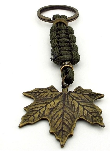 Çınar Yaprak Sonbahar Haki Yeşil Makrome Örgülü Metal Anahtarlık KC316 modelleri