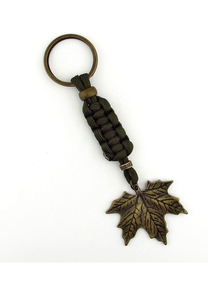 Çınar Yaprak Sonbahar Haki Yeşil Makrome Örgülü Metal Anahtarlık KC316 fırsatları
