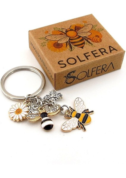 Bal Arısı Papatya Ilkbahar Çiçek Anahtarlık Çanta Süsü Charm KC378