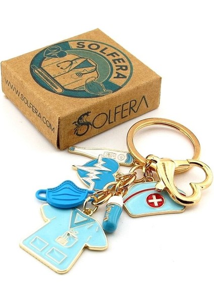 Doktor Hekim Nabız Kalp Maske Ateş Ölçer Çanta Süsü Charm Anahtarlık KY016
