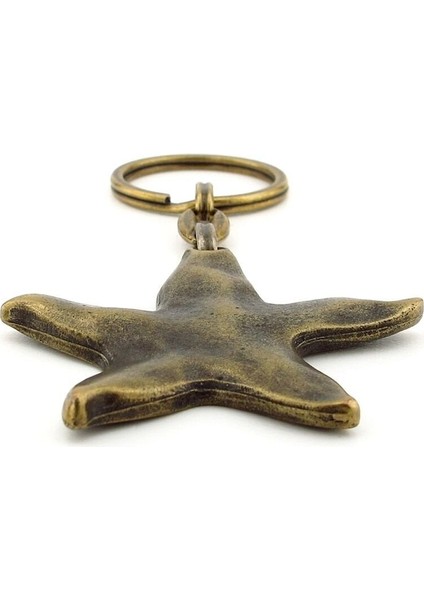Deniz Yıldızı Sahil Plaj Kumsal Yaz Teması Bronz Antik Sarı Metal Anahtarlık KC258 fırsatları