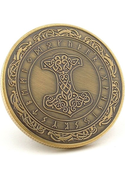 Iskandinav Thor Çekici Mitolojik Mjolnir Koleksiyon Metal Şans Hatıra Parası CP044