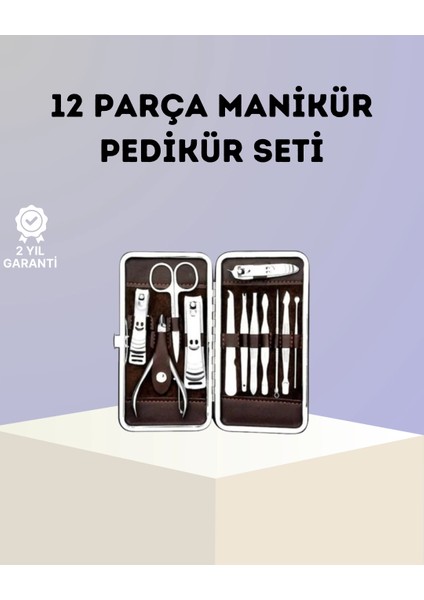 Paslanmaz Çelik Çok Fonksiyonlu 12 Manikür Seti