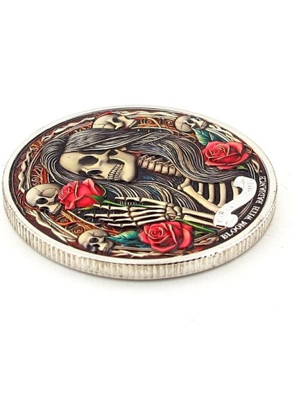 Ebedi Güzellik Prenses Iskelet ve Çiçek Gümüş Renk Metal Hatıra Parası CP059 fırsatları