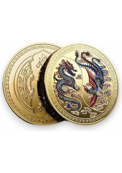 Ejderha ve Anka Kuşu Denge ve Mutluluk Sembolü Metal Para CP072