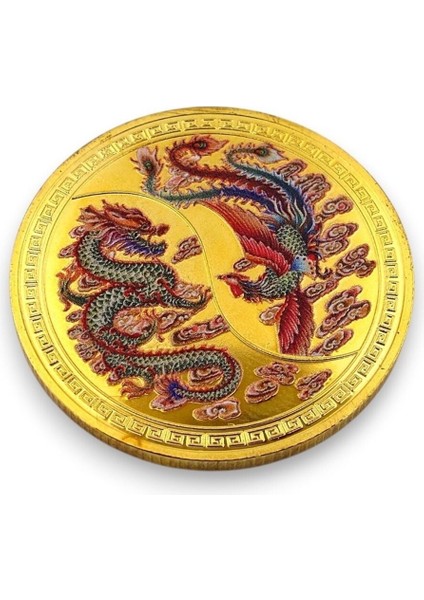 Ejderha ve Anka Kuşu Denge ve Mutluluk Sembolü Metal Para CP072 fırsatları