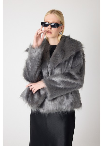 Suni Kürk Şal Yaka Ceket Gümüş fiyatları