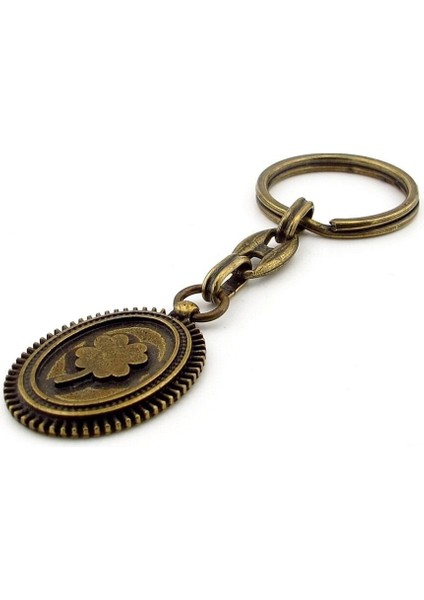 Dört Yapraklı Şans Yoncası Antik Sarı Bronz Eskitme Metal Anahtarlık KC252 fiyatları