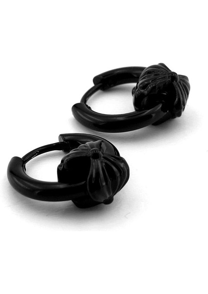 Kabartma Desen Sallantılı Siyah Renk Paslanmaz Çelik Kadın Erkek Küpe ER171 fiyatları