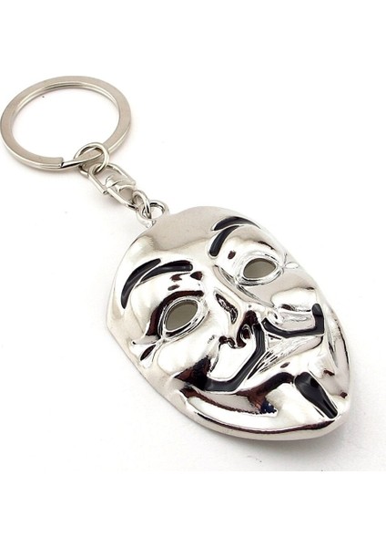 V For Vendetta Maske Anonim Gümüş Renkli Metal Anahtarlık KC362 fiyatları