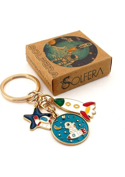 Astronot Roket Yıldız Uzay Mekiği Çanta Süsü Charm Metal Anahtarlık KY032