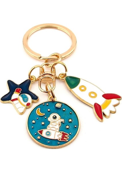 Astronot Roket Yıldız Uzay Mekiği Çanta Süsü Charm Metal Anahtarlık KY032 fiyatları