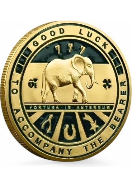 Dört Yapraklı Şans Yonca Fil 777 Bereket Sağlık Aşk Mutluluk Dilek Metal Para CP006 modelleri