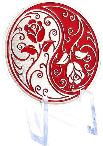 Kırmızı Beyaz Ying Yang Gül Çiçek Hatıra Koleksiyon Metal Şans Hatıra Parası CP026 modelleri