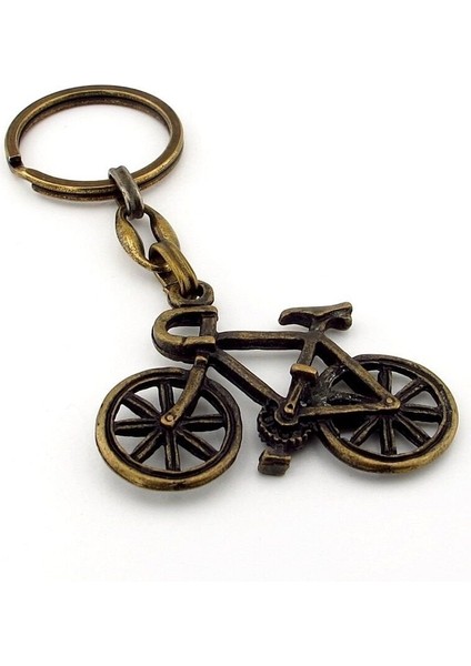 Bisiklet Şekilli Vintage Retro Antik Sarı Bronz Eskitme Metal Anahtarlık KC242