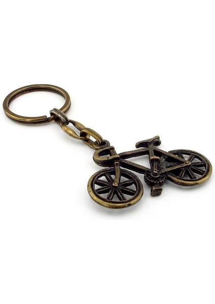 Bisiklet Şekilli Vintage Retro Antik Sarı Bronz Eskitme Metal Anahtarlık KC242 modelleri