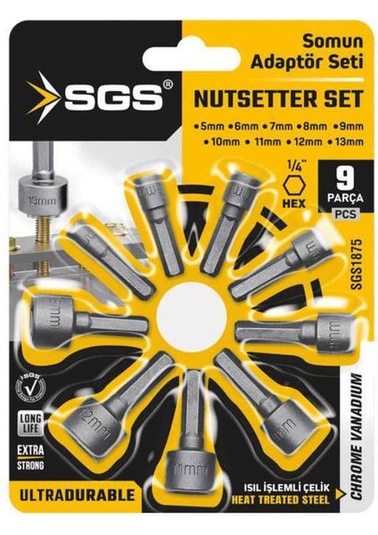 Samun Adaptörü Seti Tork Vidalama Uç Matkap 9 Parça fiyatları