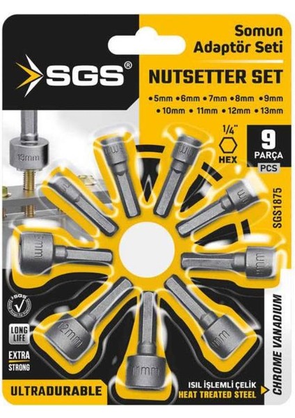 Samun Adaptörü Seti Tork Vidalama Uç Matkap 9 Parça modelleri