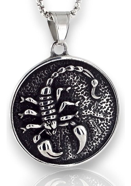 Akrep Kabartma Scoripon Madalyon Titanyum Çelik Erkek Kolye Q0970