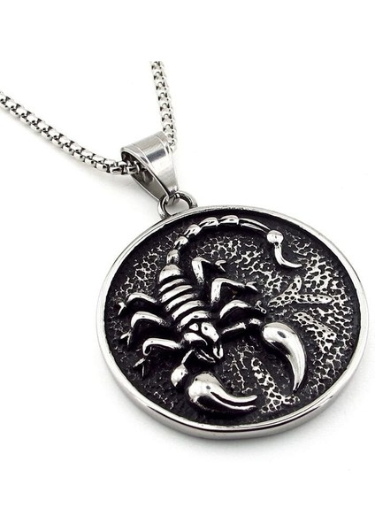 Akrep Kabartma Scoripon Madalyon Titanyum Çelik Erkek Kolye Q0970 fiyatları