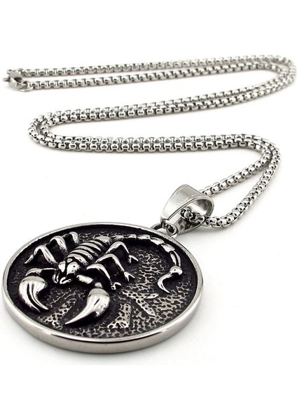 Akrep Kabartma Scoripon Madalyon Titanyum Çelik Erkek Kolye Q0970 modelleri