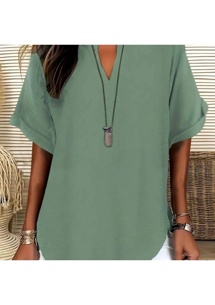 Mdb Kadın Kısa Kollu V Yakalı Aerobin Bluz