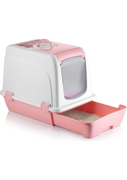 Orta Boy Çekmeceli Kapalı Kedi Tuvaleti Kürek Hediyeli 47 x 39,5 x 55CM