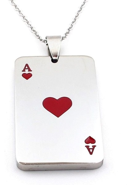 Kupa As Iskambil Poker Paslanmaz Parlak Çelik Erkek Zincir Kolye Q0960 modelleri