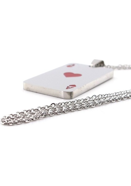 Kupa As Iskambil Poker Paslanmaz Parlak Çelik Erkek Zincir Kolye Q0960 fırsatları