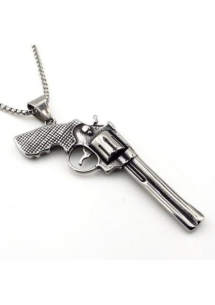 Revolver Vahşi Batı Altıpatlar Tabanca Silah Titanyum Çelik Erkek Kolye Q0974 fiyatları