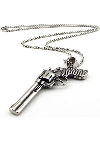 Revolver Vahşi Batı Altıpatlar Tabanca Silah Titanyum Çelik Erkek Kolye Q0974 modelleri