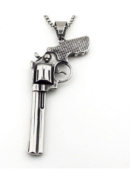 Revolver Vahşi Batı Altıpatlar Tabanca Silah Titanyum Çelik Erkek Kolye Q0974 fırsatları