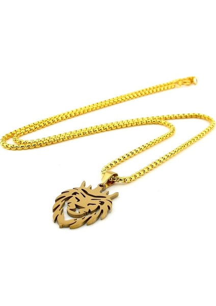 Aslan Lion Kral Paslanmaz Sarı Çelik Erkek Kolye Zincir Q0962 fiyatları
