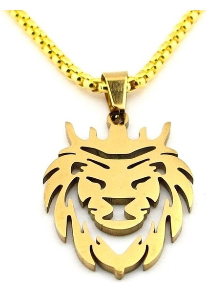 Aslan Lion Kral Paslanmaz Sarı Çelik Erkek Kolye Zincir Q0962 modelleri