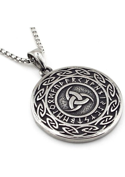 Trinity Mitolojik Nordik Viking Sembol Madalyon Titanyum Çelik Erkek Kolye Q0964 fiyatları