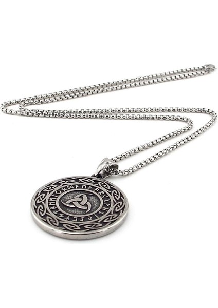 Trinity Mitolojik Nordik Viking Sembol Madalyon Titanyum Çelik Erkek Kolye Q0964 modelleri