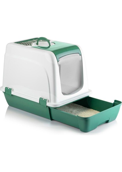 Orta Boy Çekmeceli Kapalı Kedi Tuvaleti Kürek Hediyeli 47 x 39,5 x 55cm