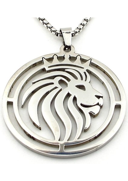 Aslan Lion Kral Paslanmaz Gümüş Renk Çelik Erkek Kolye Zincir Q0963 modelleri